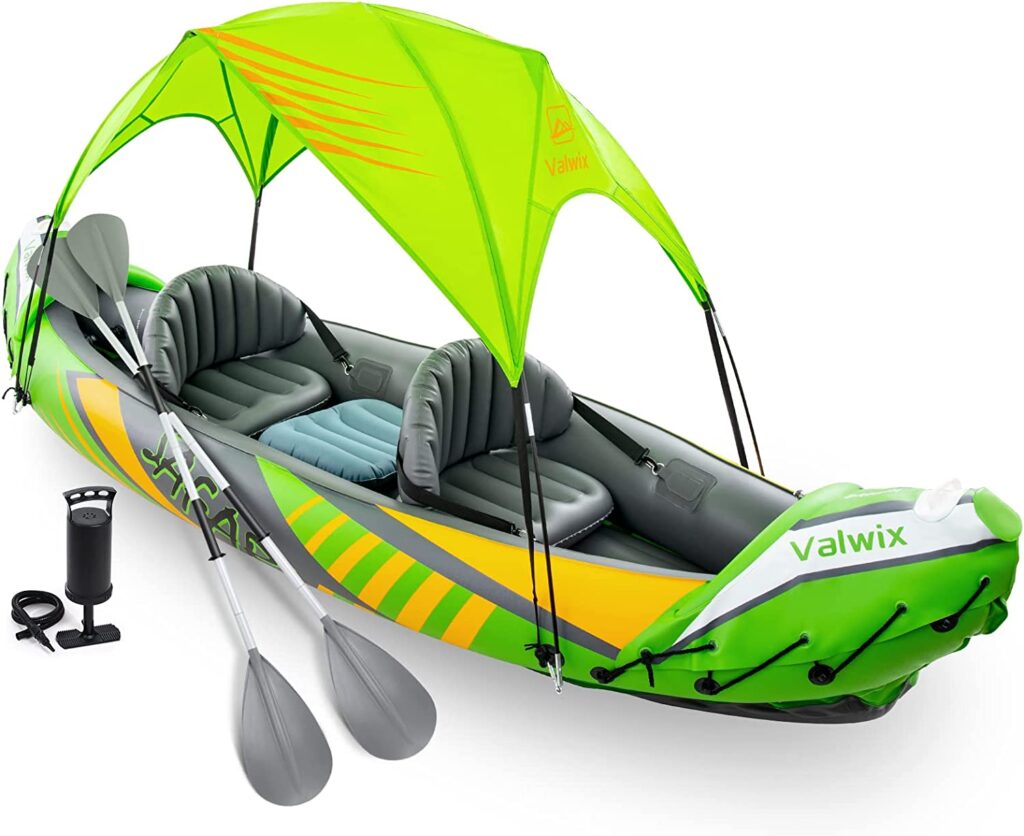 Valwix 2 Person Inflatable Kayak For Adults w/Sun Canopy