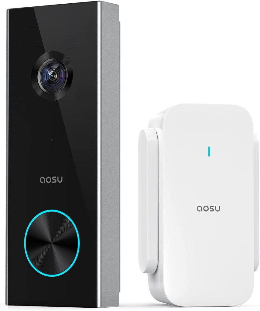 AOSU Wireless Door Bell Camera, Battery-Powered With Chime