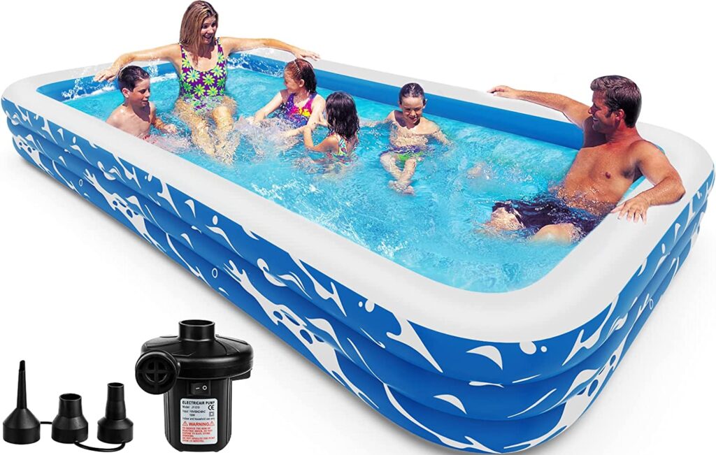 Inflatable Pool with Pump - 130'' x 72'' x 22'' Large Family Swimming Pool For Adults